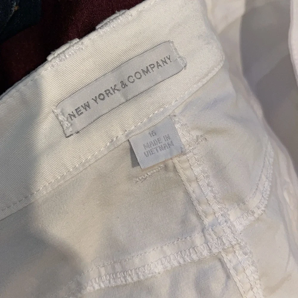 New York & Company mini skirt white denim with stretch size 16